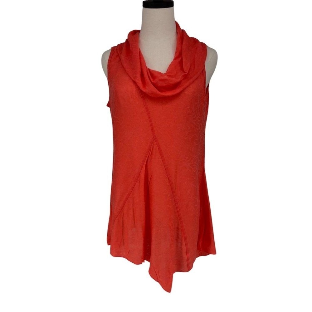 Ali Miles Women's M Orange Sleeveless Cowl Neck Tunic Top Casual